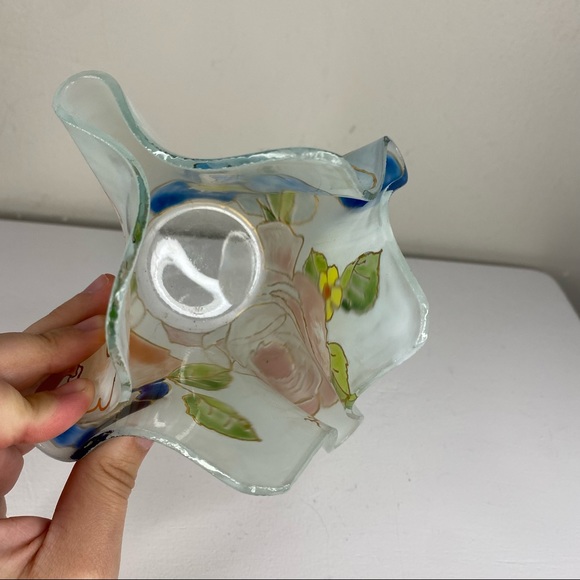 Vintage Floral Glass Candle Holders Bowl Draped Votive - Picture 8 of 9